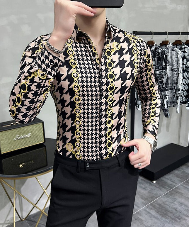 Męska koszula wzorzysta o dopasowanym kroju