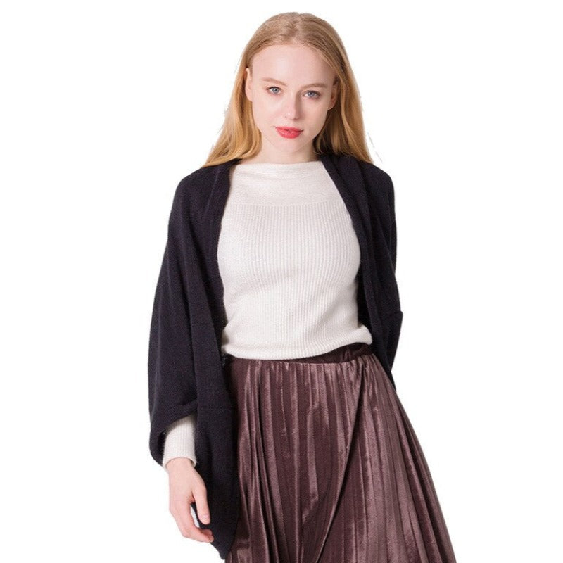 Damski sweter typu ponczo oversize nietoperz