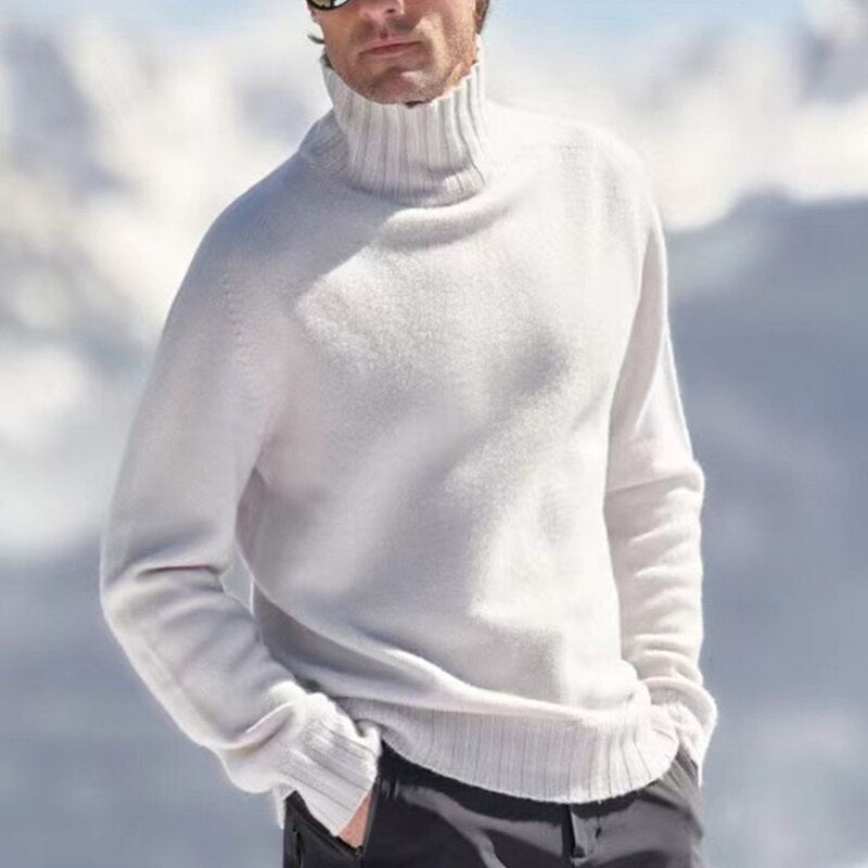 Męski sweter typu golf o prostym kroju