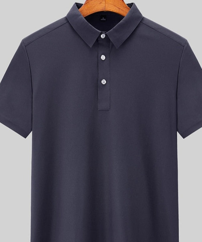 Męska koszulka polo jednokolorowa z białymi guzikami