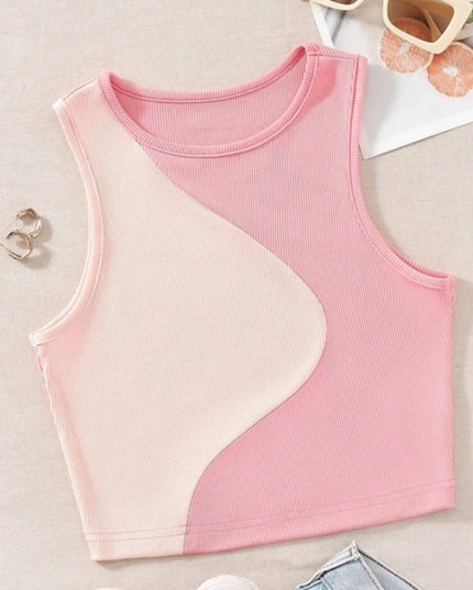 Damski top crop dwukolorowy