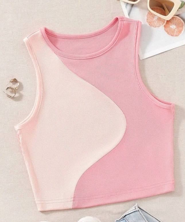 Damski top crop dwukolorowy