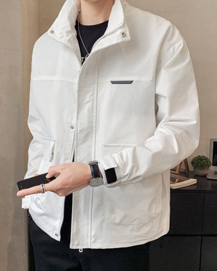 Męska kurtka przejściowa klasyczna luźna ze stójką