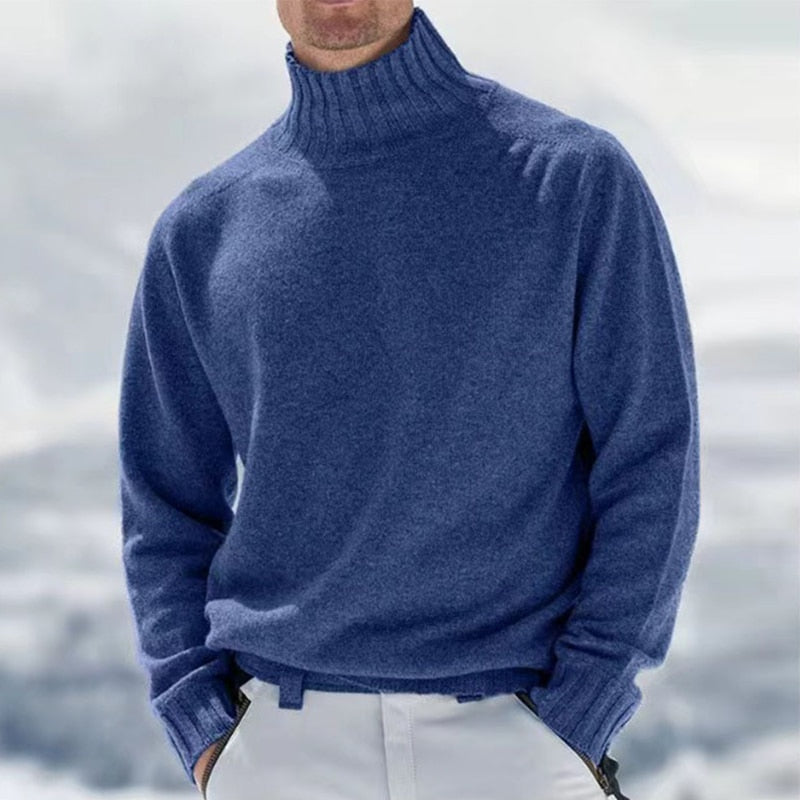 Męski sweter typu golf o prostym kroju