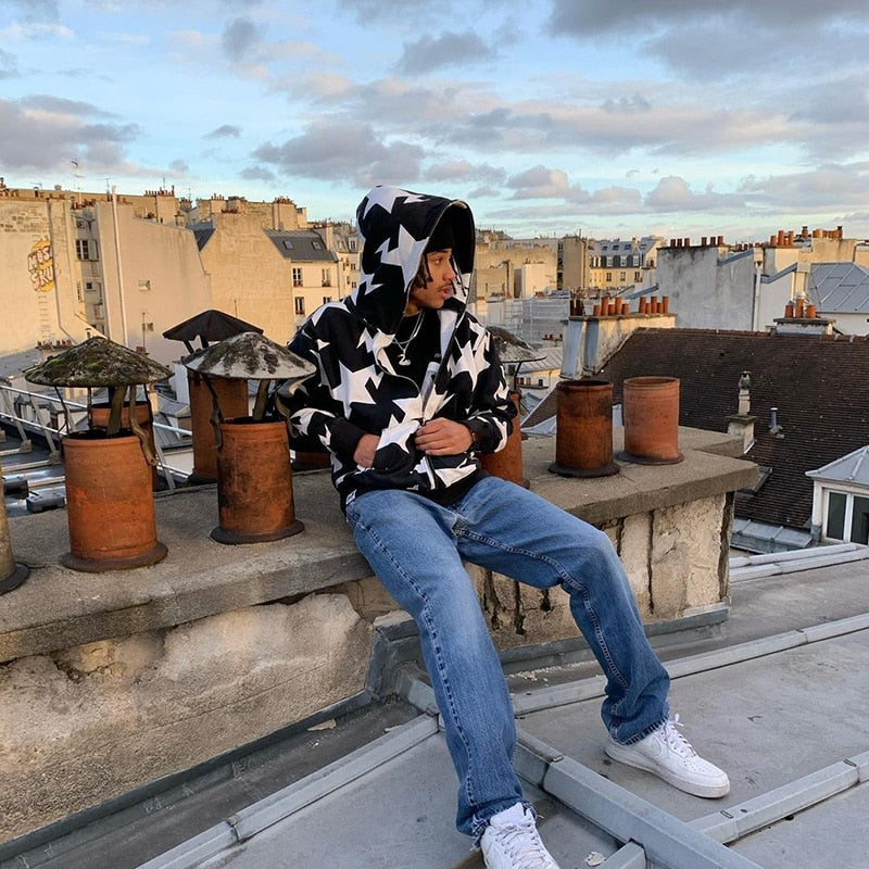 Męska bluza oversize w gwiazdki