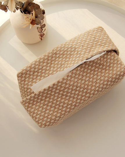 Pudełko na chusteczki tkane w brązowym kolorze