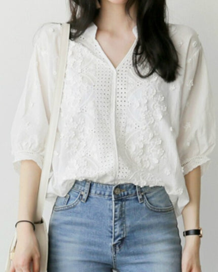 Damska koszula z kwiatową fakturą