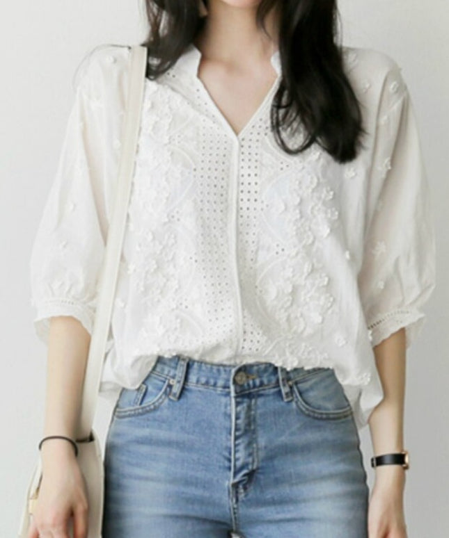 Damska koszula z kwiatową fakturą