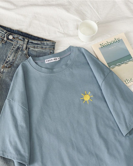 Damski T-Shirt oversize z naszywką