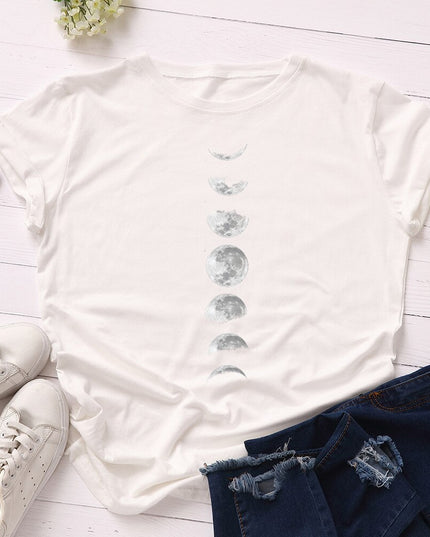 Damski T-shirt klasyczny z nadrukiem z motywem księżyca