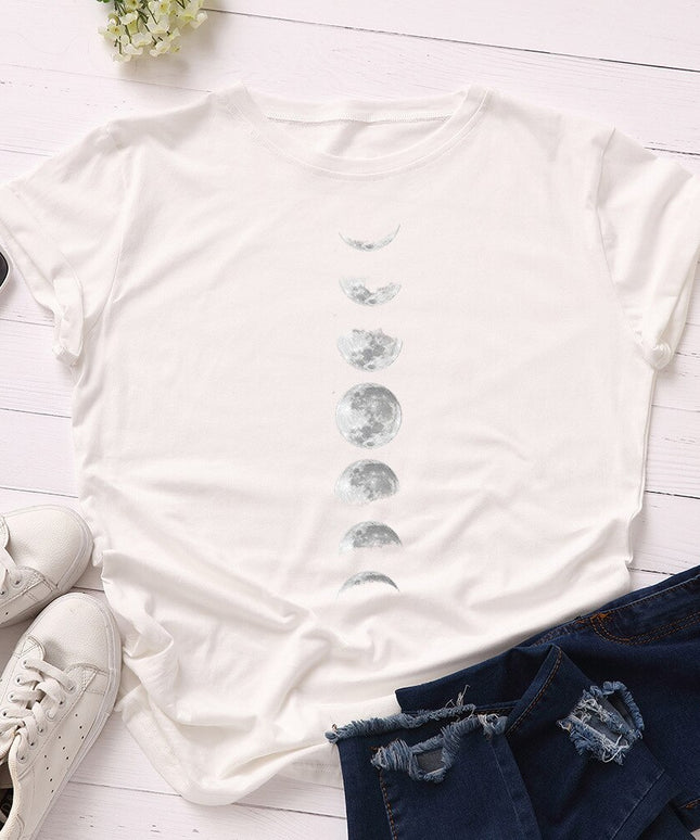 Damski T-shirt klasyczny z nadrukiem z motywem księżyca