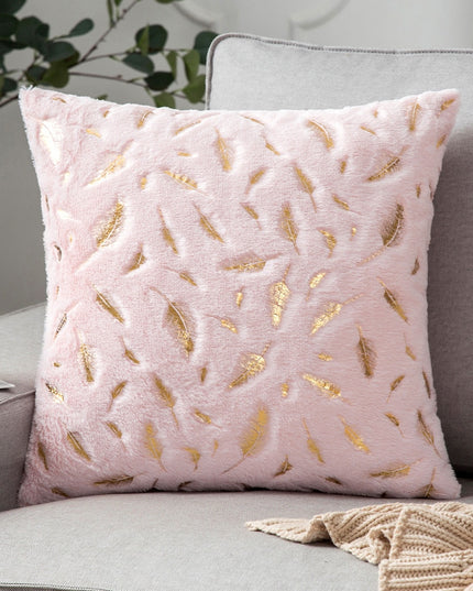 Poszewka na poduszkę futrzana ze złotym motywem