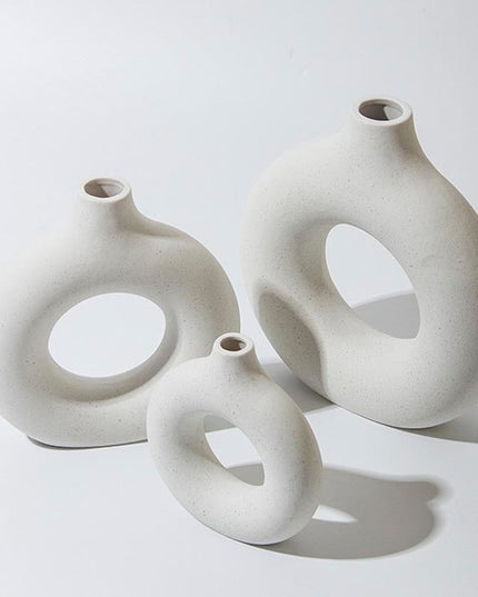 Wazon dekoracyjny ceramiczny okrągły biały