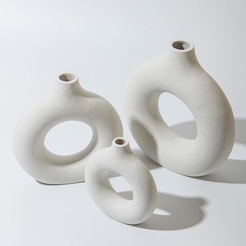 Wazon dekoracyjny ceramiczny okrągły biały