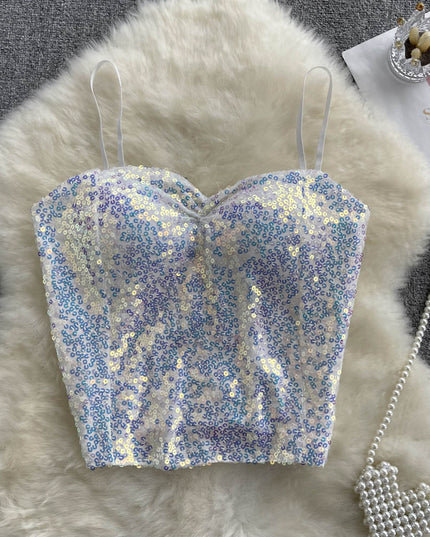 Damski top na ramiączkach z cekinami