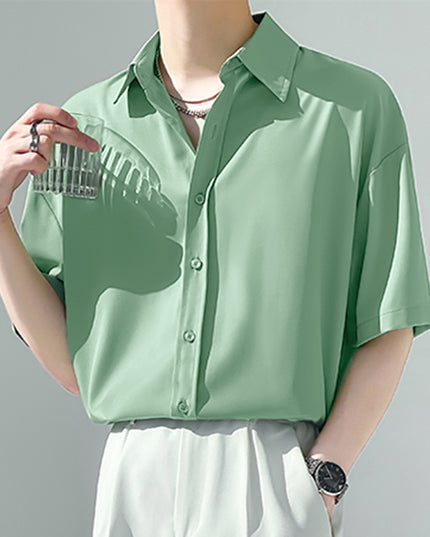 Męska koszula letnia oversize z gładkiej tkaniny