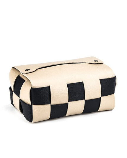 Pudełko na chusteczki skórzane szachownica