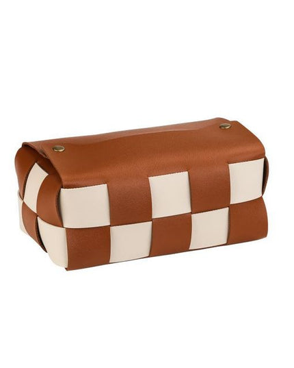 Pudełko na chusteczki skórzane szachownica