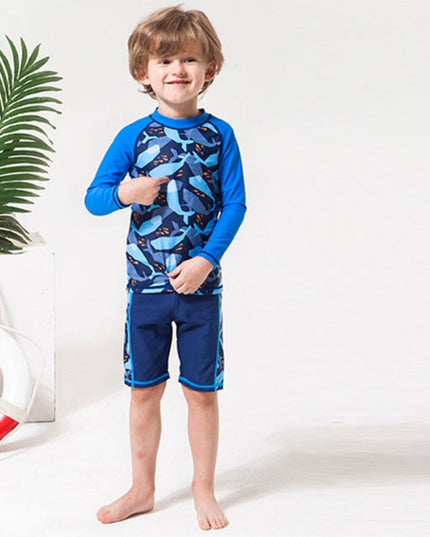 Dwuczęściowy kostium kąpielowy dla chłopców we wzory