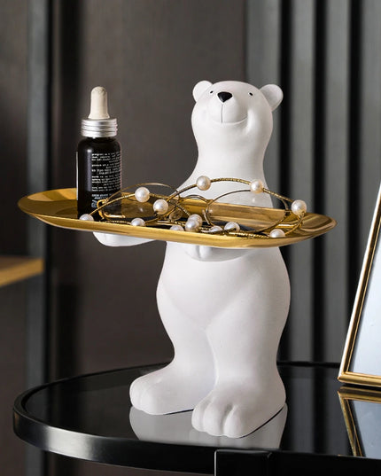 Figurka funkcjonalna biały niedźwiedź z tacą