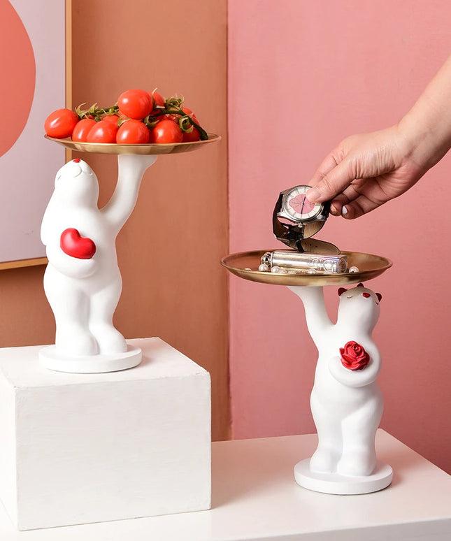 Figurka funkcjonalna biały niedźwiedź z tacą