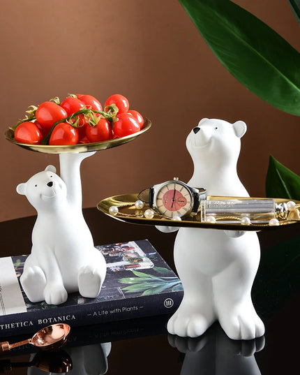 Figurka funkcjonalna biały niedźwiedź z tacą