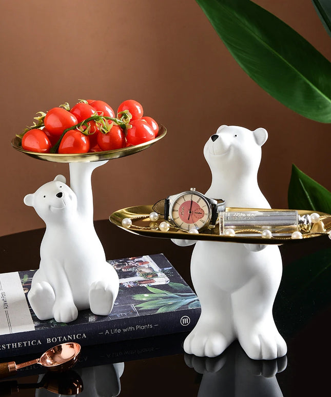 Figurka funkcjonalna biały niedźwiedź z tacą