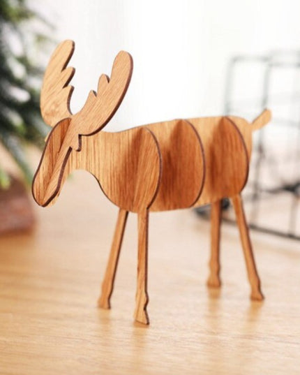 Świąteczna drewniana figurka 3D w kształcie renifera