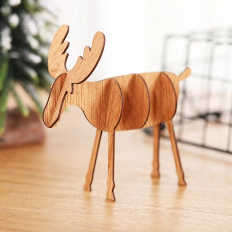 Świąteczna drewniana figurka 3D w kształcie renifera