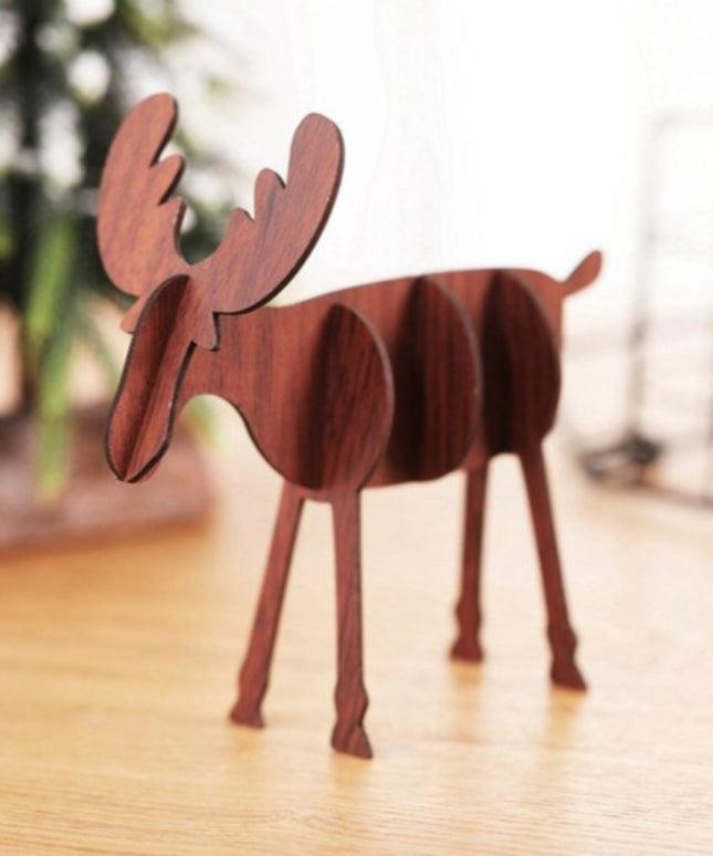 Świąteczna drewniana figurka 3D w kształcie renifera