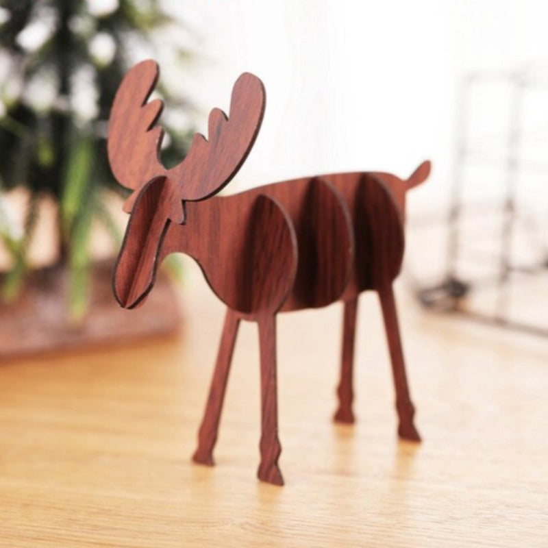 Świąteczna drewniana figurka 3D w kształcie renifera