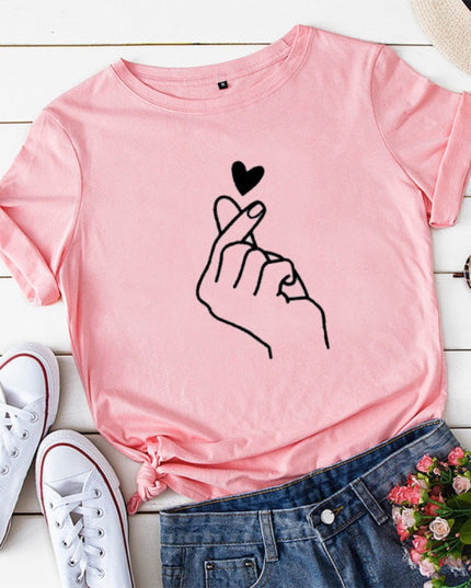 Damski klasyczny T-shirt z nadrukiem z motywem dłoni