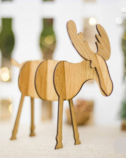 Świąteczna drewniana figurka 3D w kształcie renifera