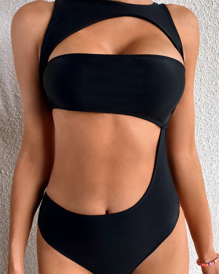 Jednoczęściowy strój kąpielowy monokini elegancki czarny