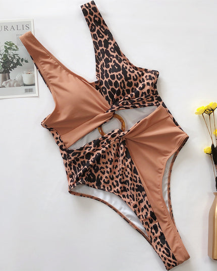 Damski jednoczęściowy strój kąpielowy z ozdobnym kółkiem