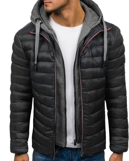 Męska kurtka zimowa pikowana z kieszeniami na zamek