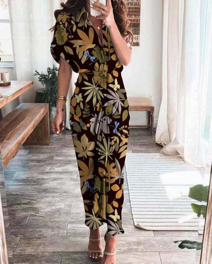 Sukienka maxi wzorzysta wiązana w pasie