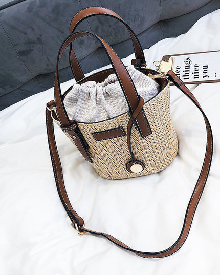 Torba plażowa słomkowa ze wstawkami