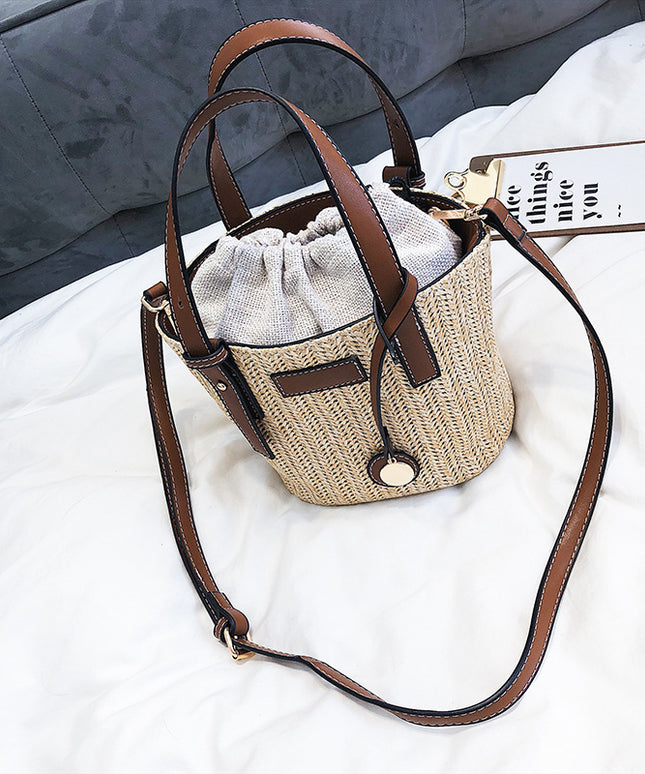 Torba plażowa słomkowa ze wstawkami