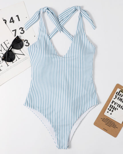 Jednoczęściowy strój kąpielowy monokini w paski