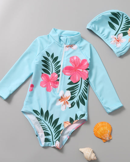 Jednoczęściowy kostium kąpielowy dla dziewczynki z długim rękawem