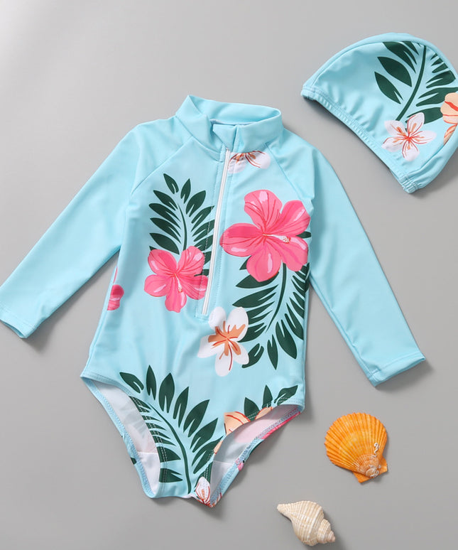 Jednoczęściowy kostium kąpielowy dla dziewczynki z długim rękawem