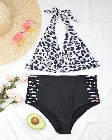 Damski dwuczęściowy strój kąpielowy bikini z wysokim stanem