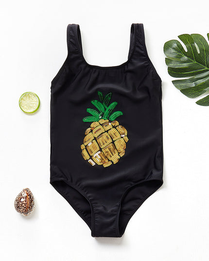 Jednoczęściowy strój kąpielowy dla dziewczynki z ananasem z cekinów
