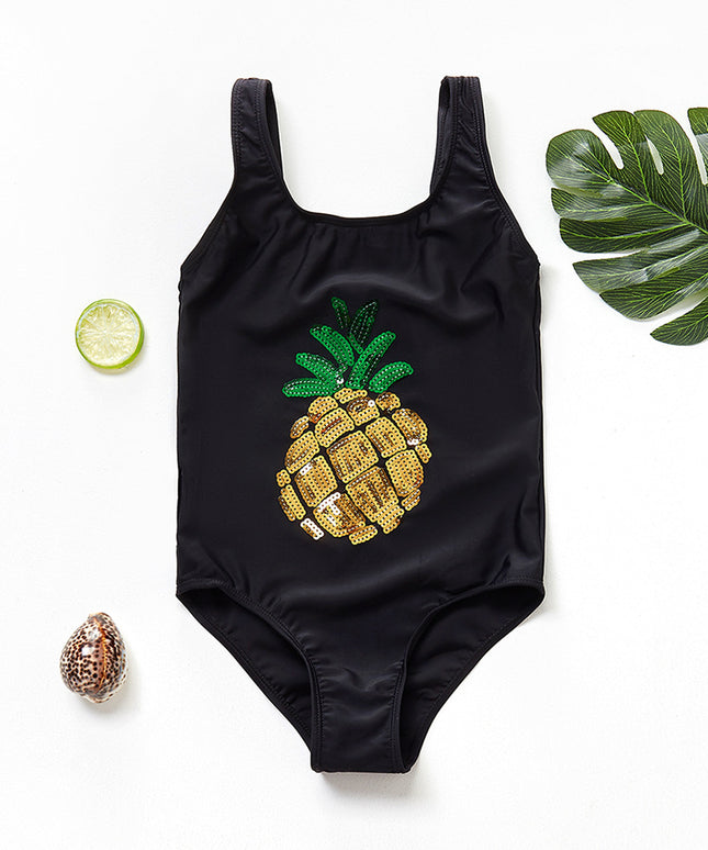 Jednoczęściowy strój kąpielowy dla dziewczynki z ananasem z cekinów