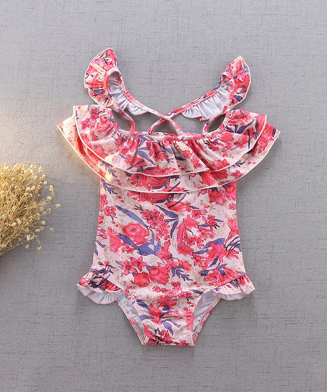 Jednoczęściowy strój kąpielowy dla dziewczynki w kwiatki