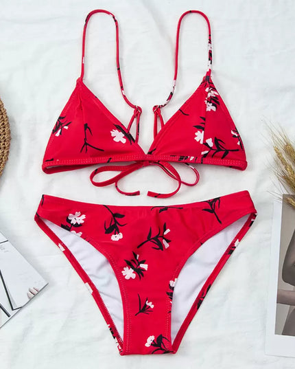 Damski dwuczęściowy strój kąpielowy bikini w kwiaty