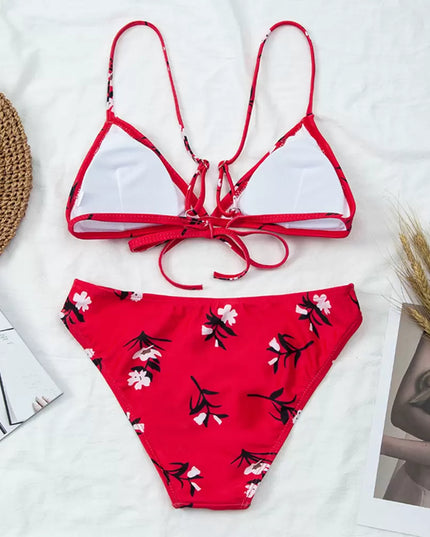 Damski dwuczęściowy strój kąpielowy bikini w kwiaty